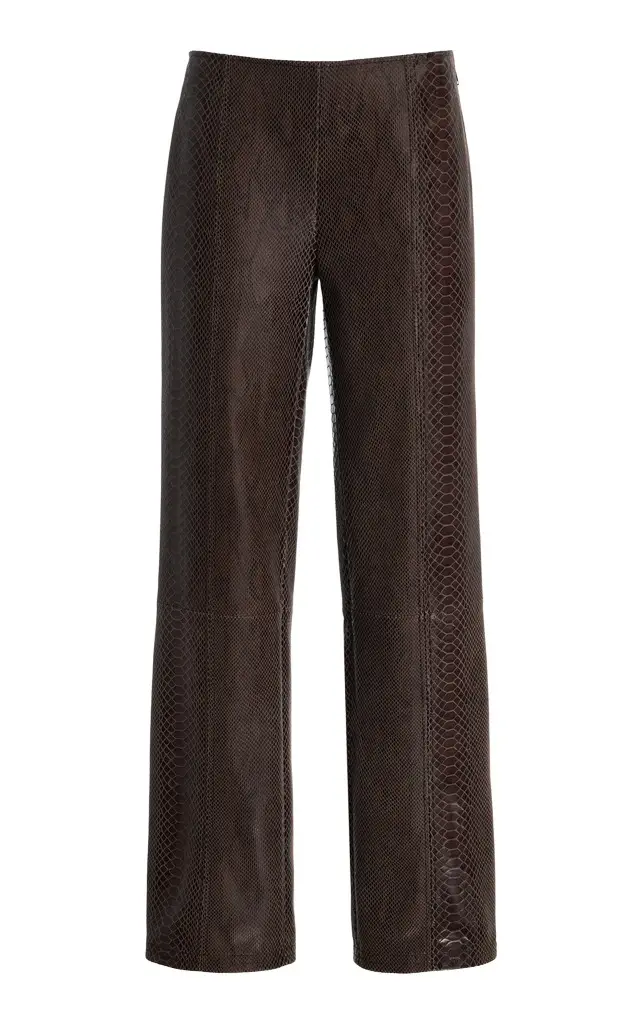 Paris Georgia Python-Embossed Leather Straight-Leg Pants