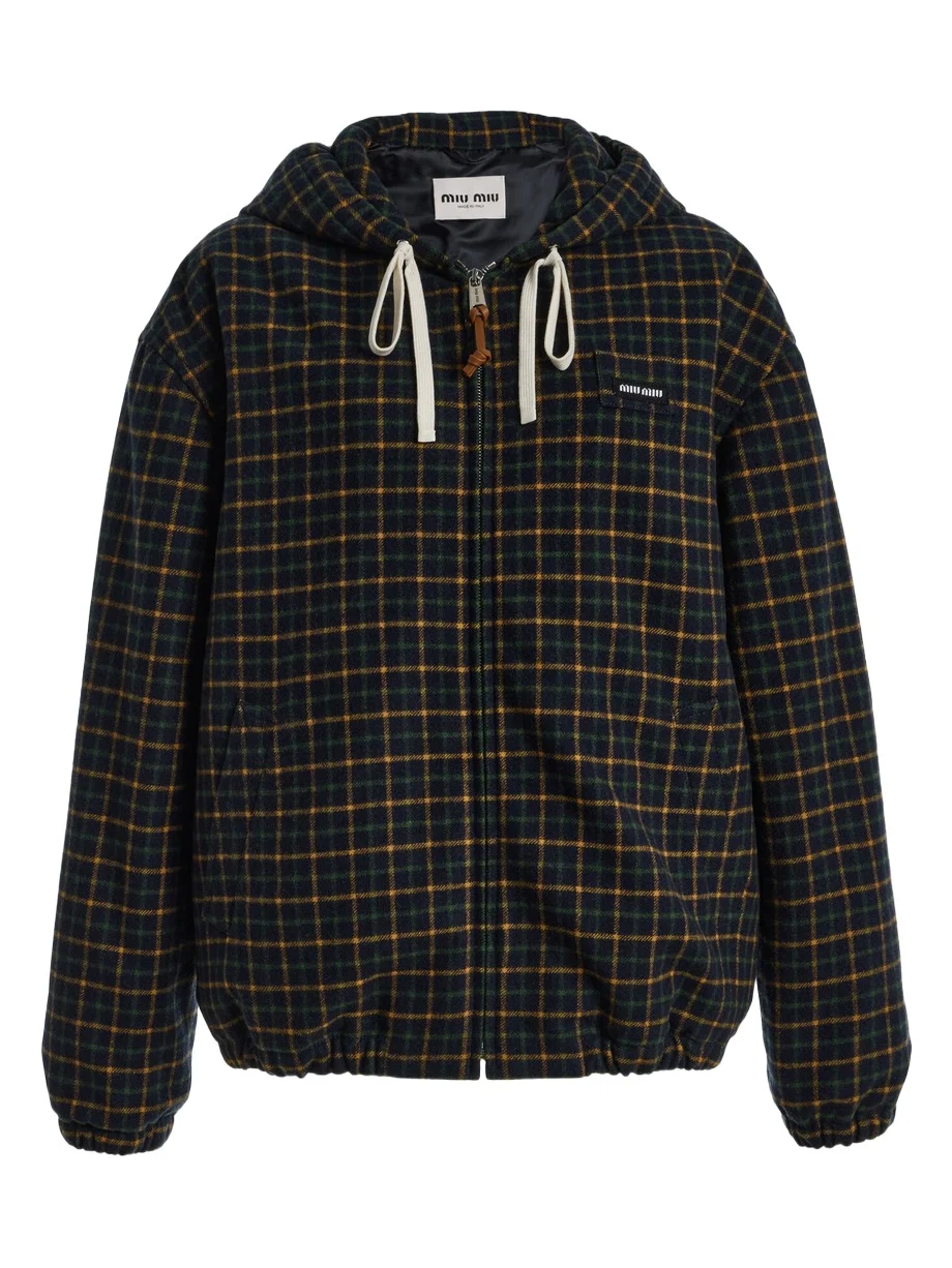 Miu Miu Checkered Wool-Blend Jacket