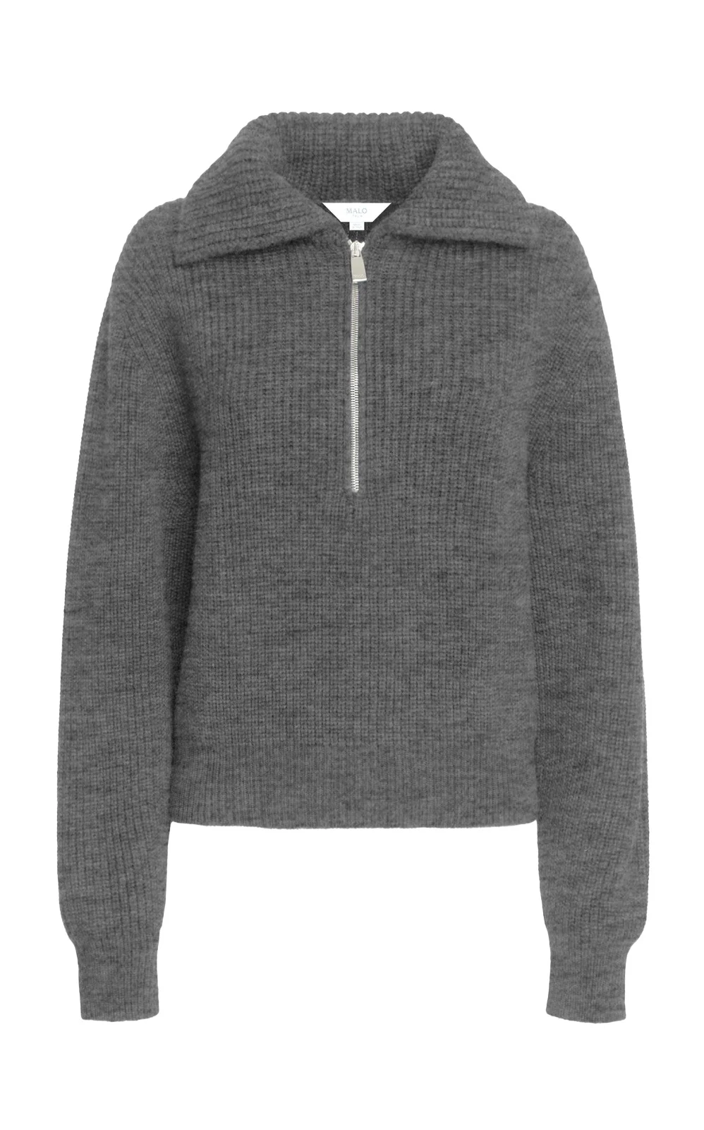 Malo Quarter Zip Ribbed Cashmere Sweater