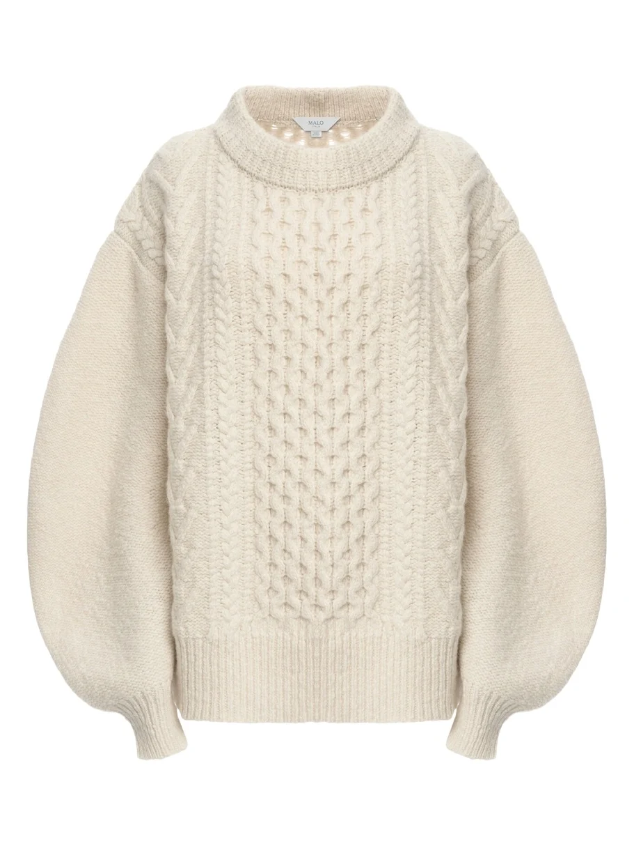 Aran Virgin Wool-Cashmere Crewneck Sweater Aran Virgin Wool-Cashmere Crewneck Sweater