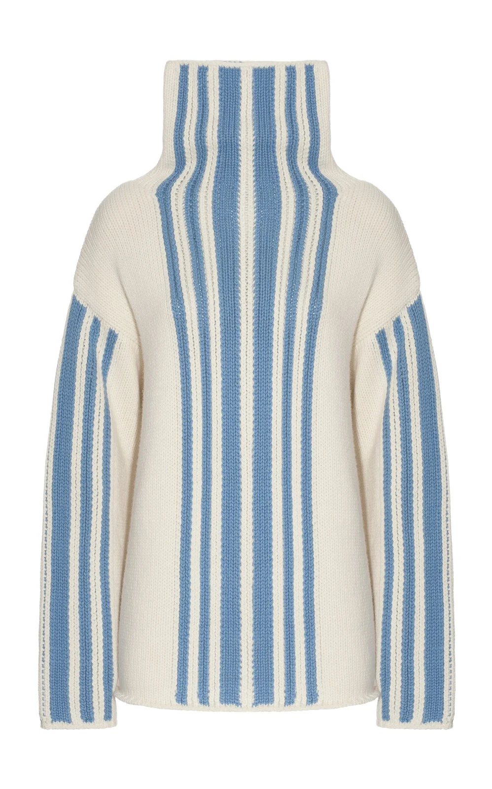 High-Neck Virgin Wool-Cashmere Intarsia Sweater