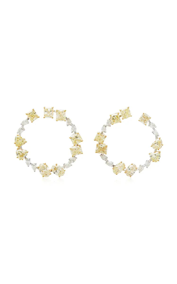 Yessayan 18K White And Yellow Gold Diamond Hoop Earrings