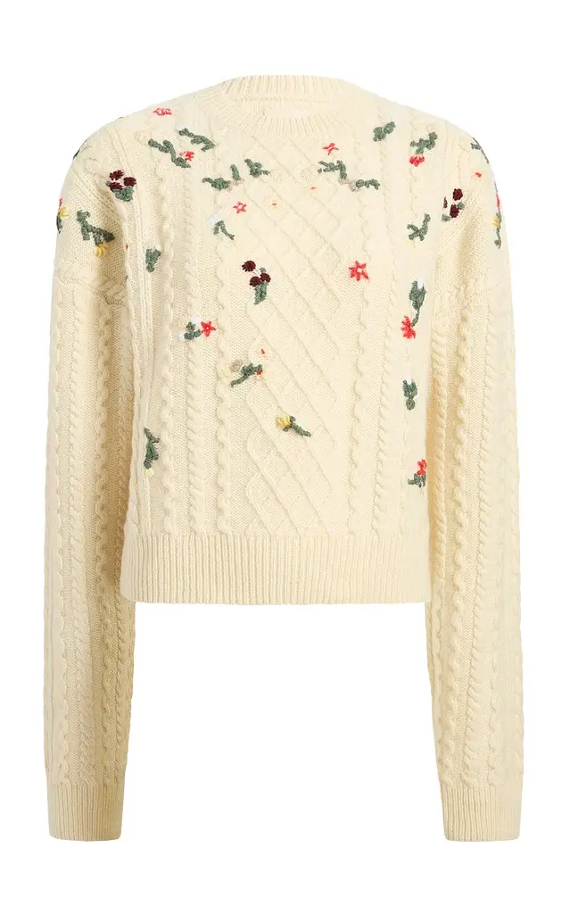 Khaite Elias Embroidered Cashmere-Mohair Sweater