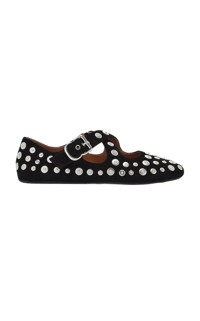 Criss Cross Studded Suede Flats Criss Cross Studded Suede Flats