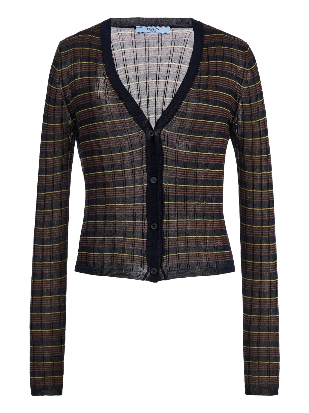 Prada Striped Wool-Silk Cardigan