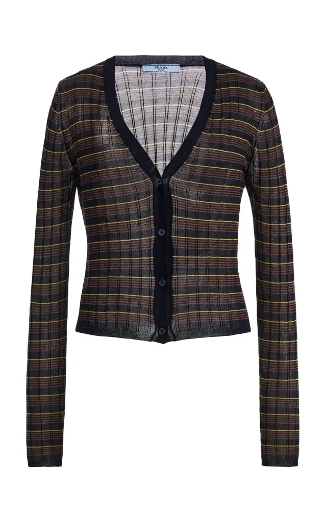 Prada Striped Wool-Silk Cardigan