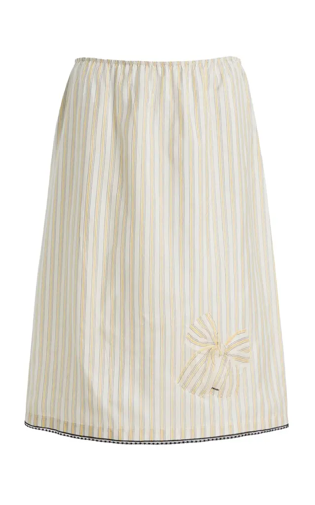 Prada Striped Cupro Midi Skirt