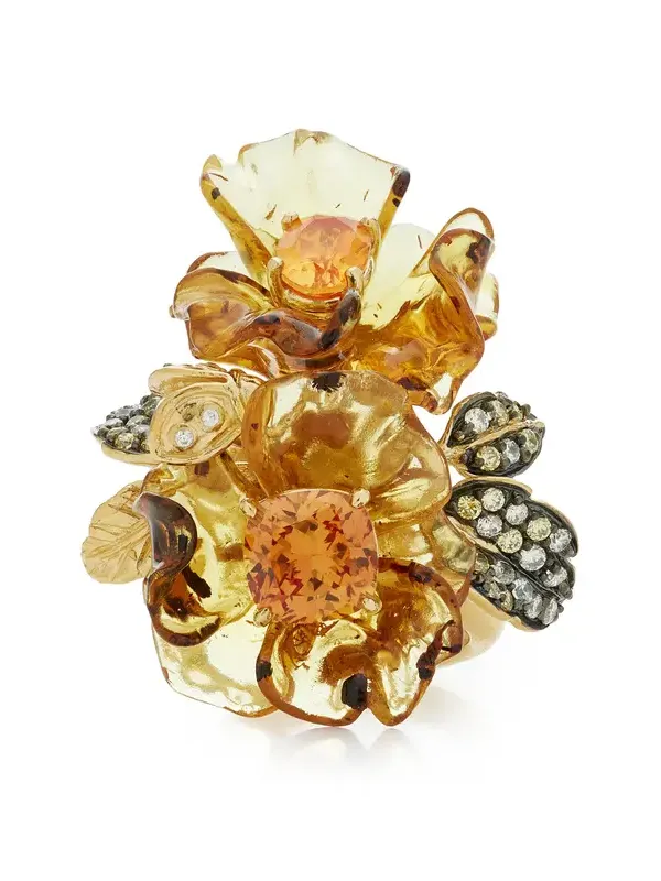 Amber Garden !8K Gold Vermeil Multi-Stone Ring
