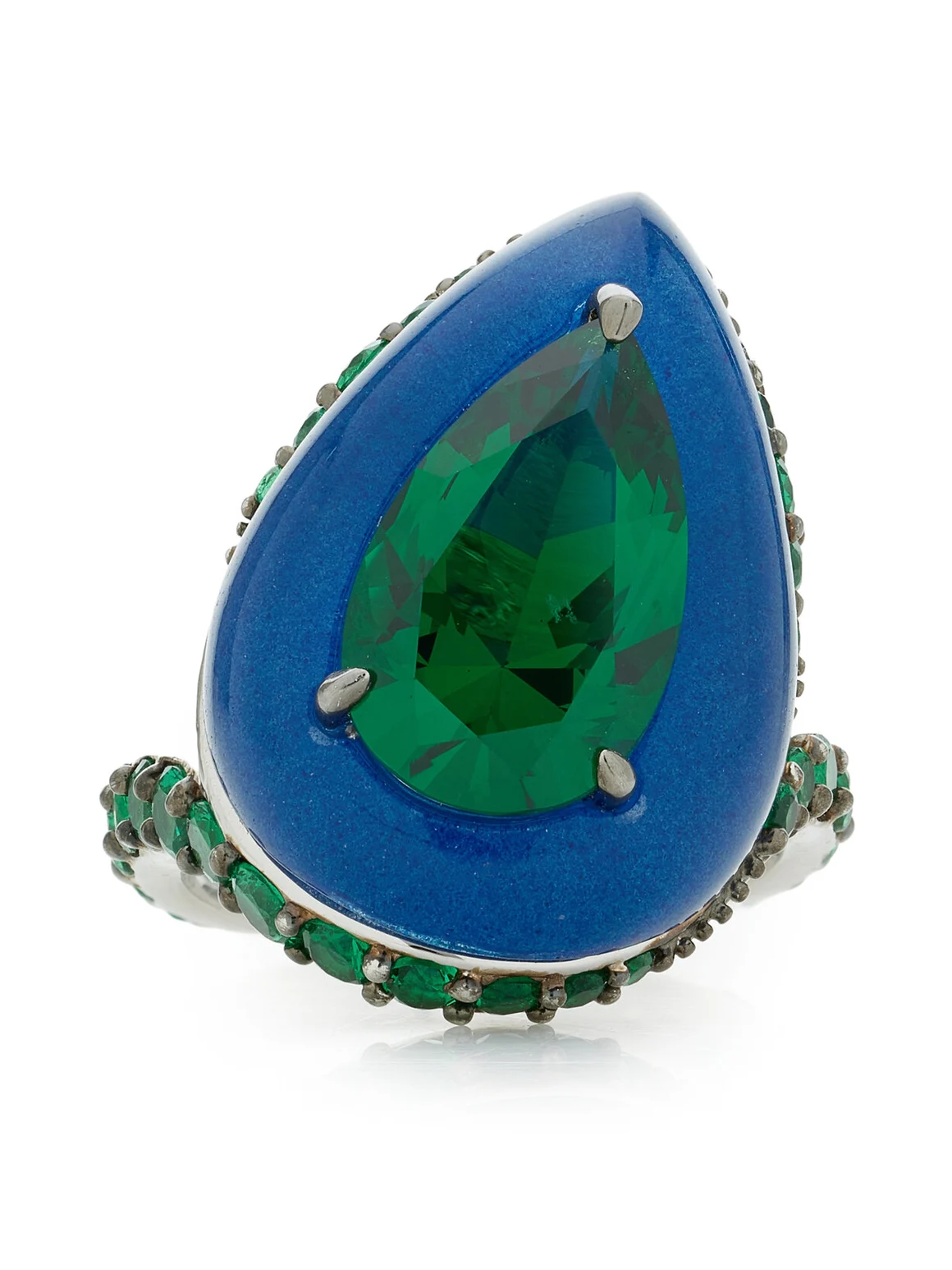 Elixir Rhodium Vermeil Spirulina and Emerald Ring Elixir Rhodium Vermeil Spirulina and Emerald Ring