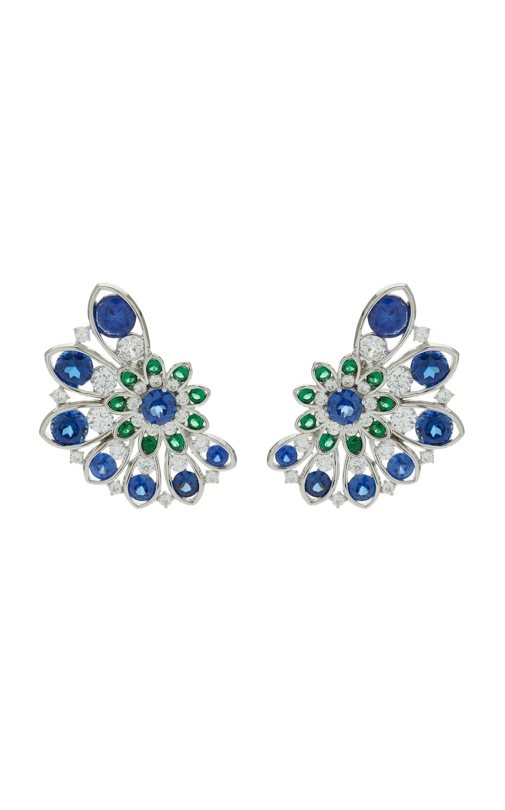 Pinecone Rhodium Vermeil Multi-Stone Earrings