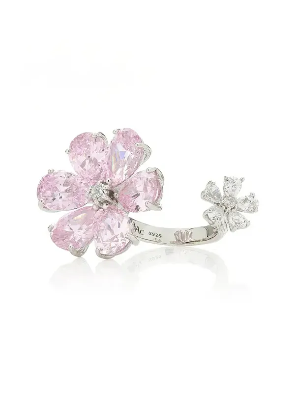 Rose Marguerite Daisy Rhodium Vermeil Diamond Ring