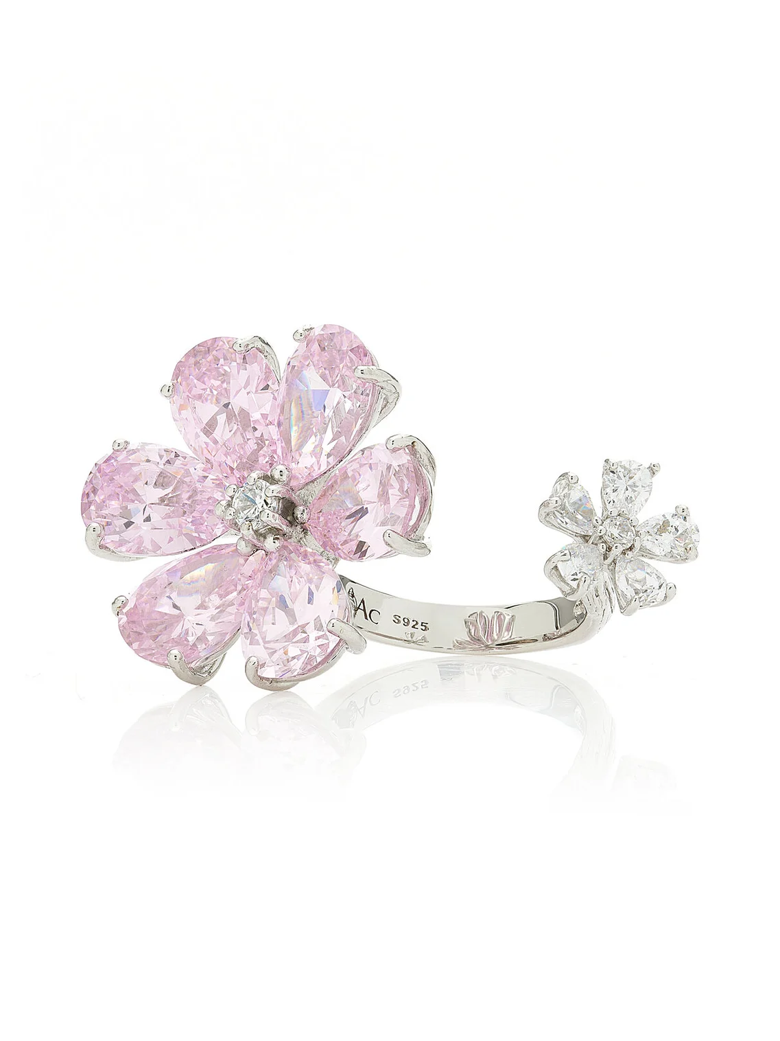 Rose Marguerite Daisy Rhodium Vermeil Diamond Ring Rose Marguerite Daisy Rhodium Vermeil Diamond Ring