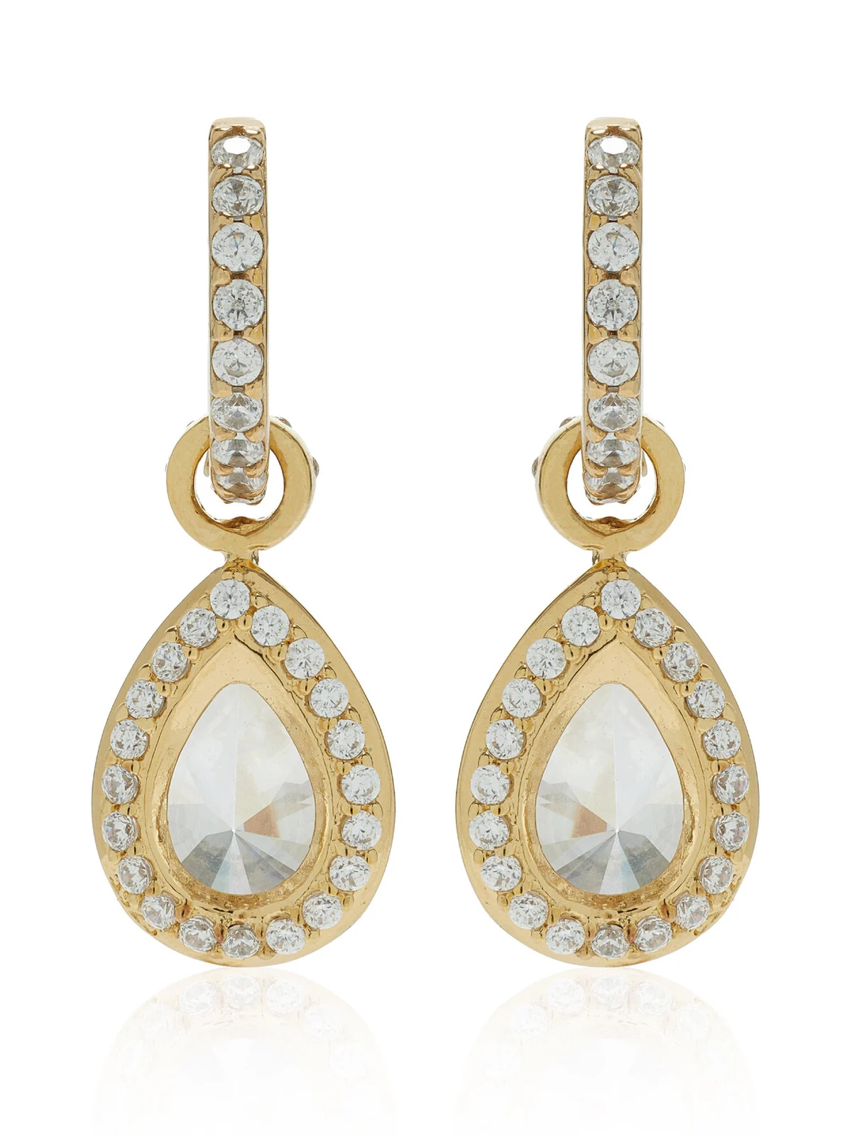 Pear 9K Yellow Gold Vermeil Diamond Earrings