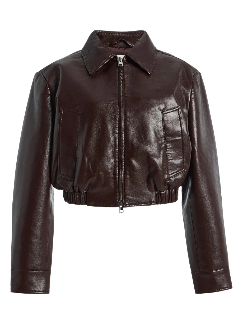 AGOLDE Nahla Cropped Leather-Blend Jacket