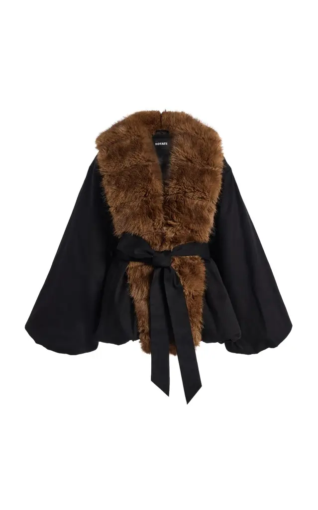 ROTATE Faux Fur Collar Jacket