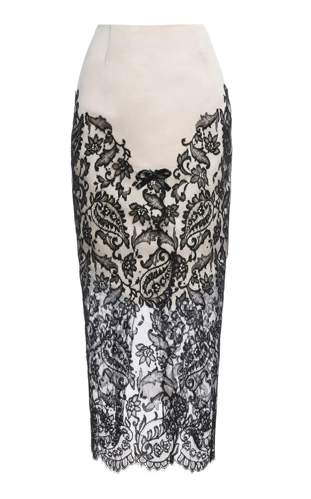 Exclusive Beaded Lace-Detailed Silk-Satin Midi Skirt Exclusive Beaded Lace-Detailed Silk-Satin Midi Skirt