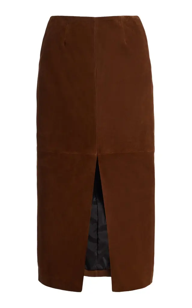ROTATE Pencil Suede Midi Skirt