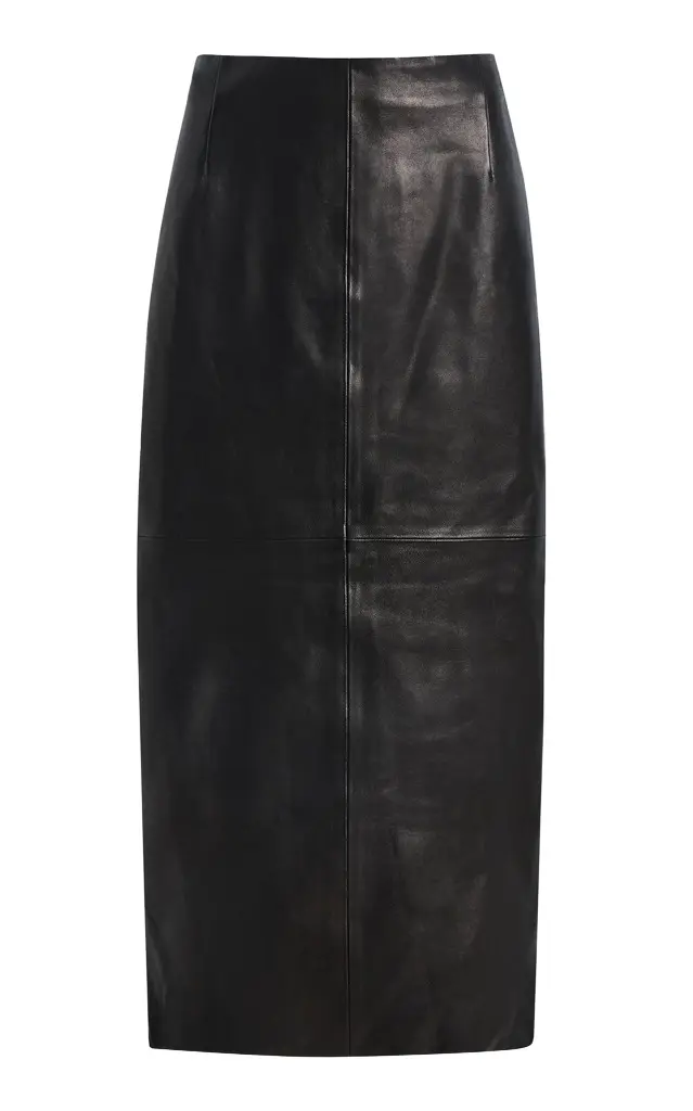 Nour Hammour Selly Leather Midi Skirt