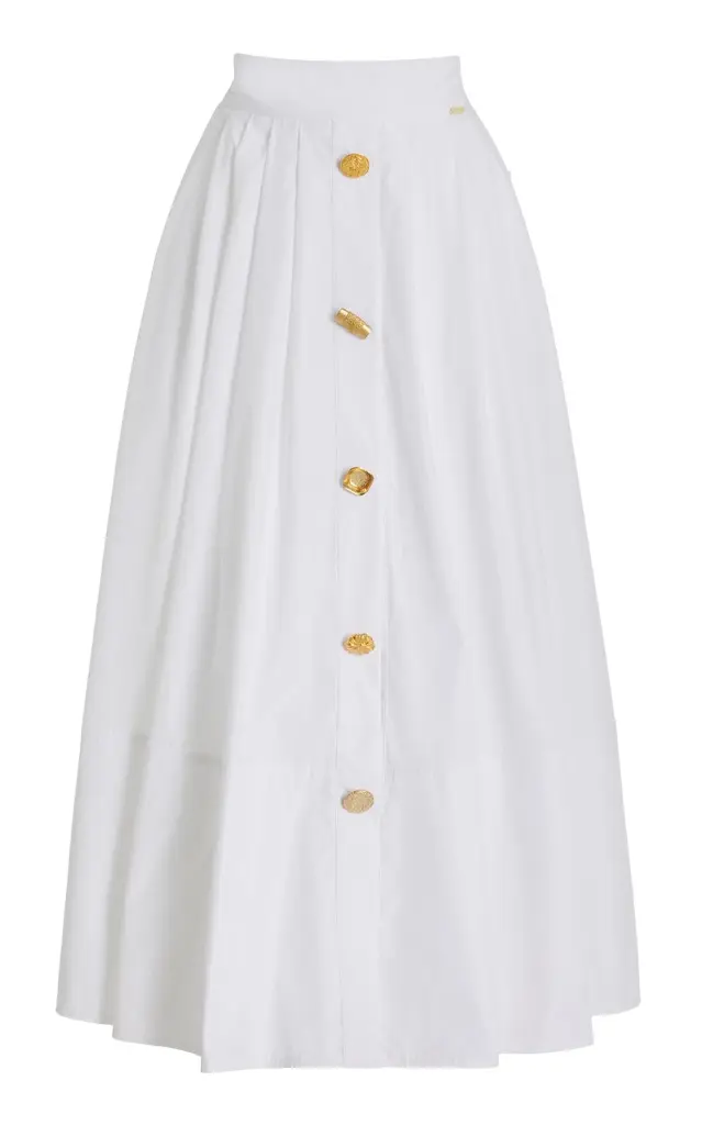 FRANÇOISE Exclusive Joe Buttoned Cotton Midi Skirt