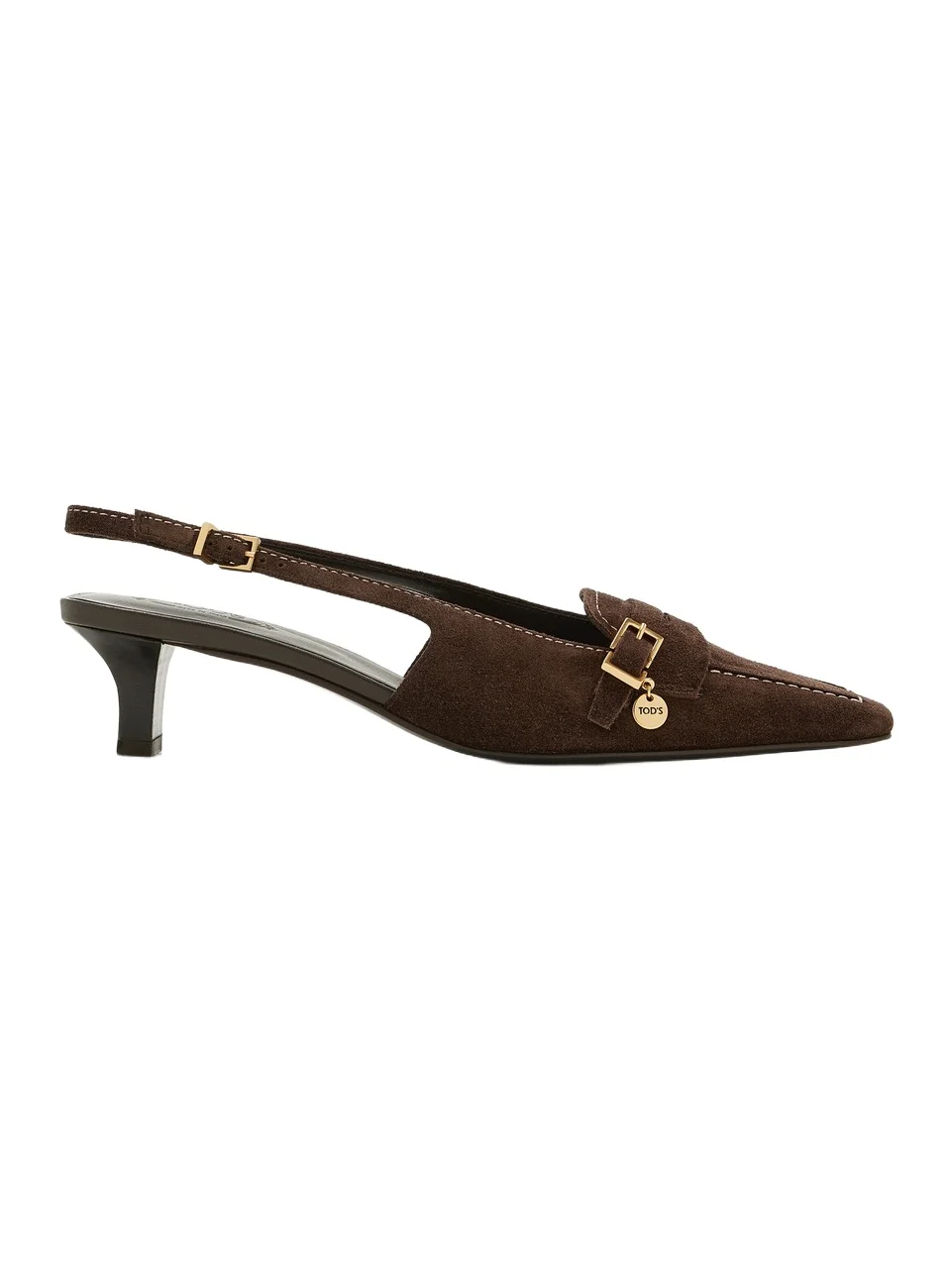 Tod's Medallion Buckle Suede Pumps