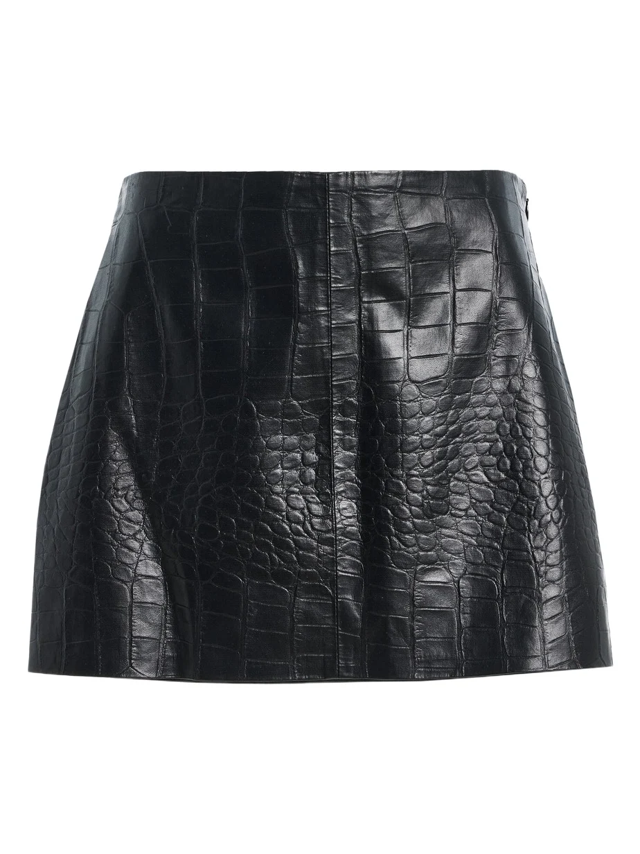 Verica Croc-Embossed Faux Leather Mini Skirt