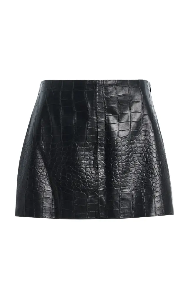 AGOLDE Verica Croc-Embossed Faux Leather Mini Skirt