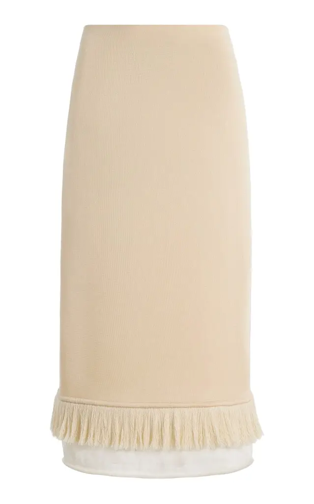 Bottega Veneta Fringed Silk Midi Skirt