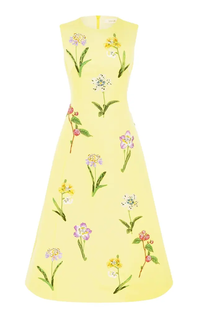LEO LIN Cleo Midi Dress - Wild Flower In Sorbet Yellow