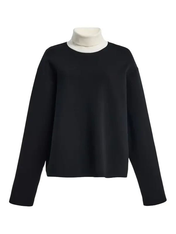 Contrast Turtleneck Jersey Top
