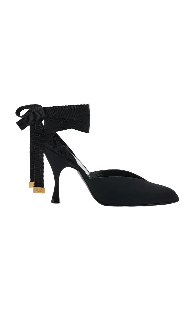 Herbert Levine Sitting Pretty Silk-Faille Lace-Up Mules