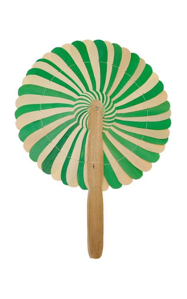 Palm Leaves Wooden Fan - Green Palm Leaves Wooden Fan - Green