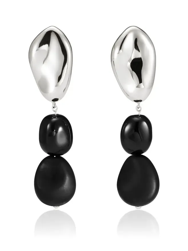 Long Tess Sterling Silver Onyx Earrings Long Tess Sterling Silver Onyx Earrings