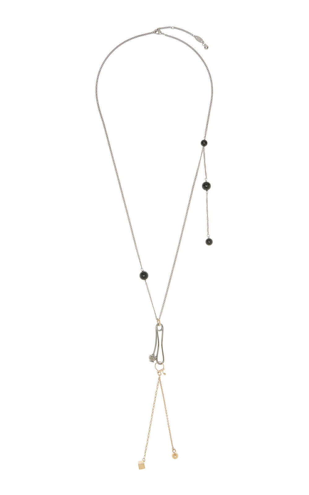 Thistle Brass and Onyx Necklace