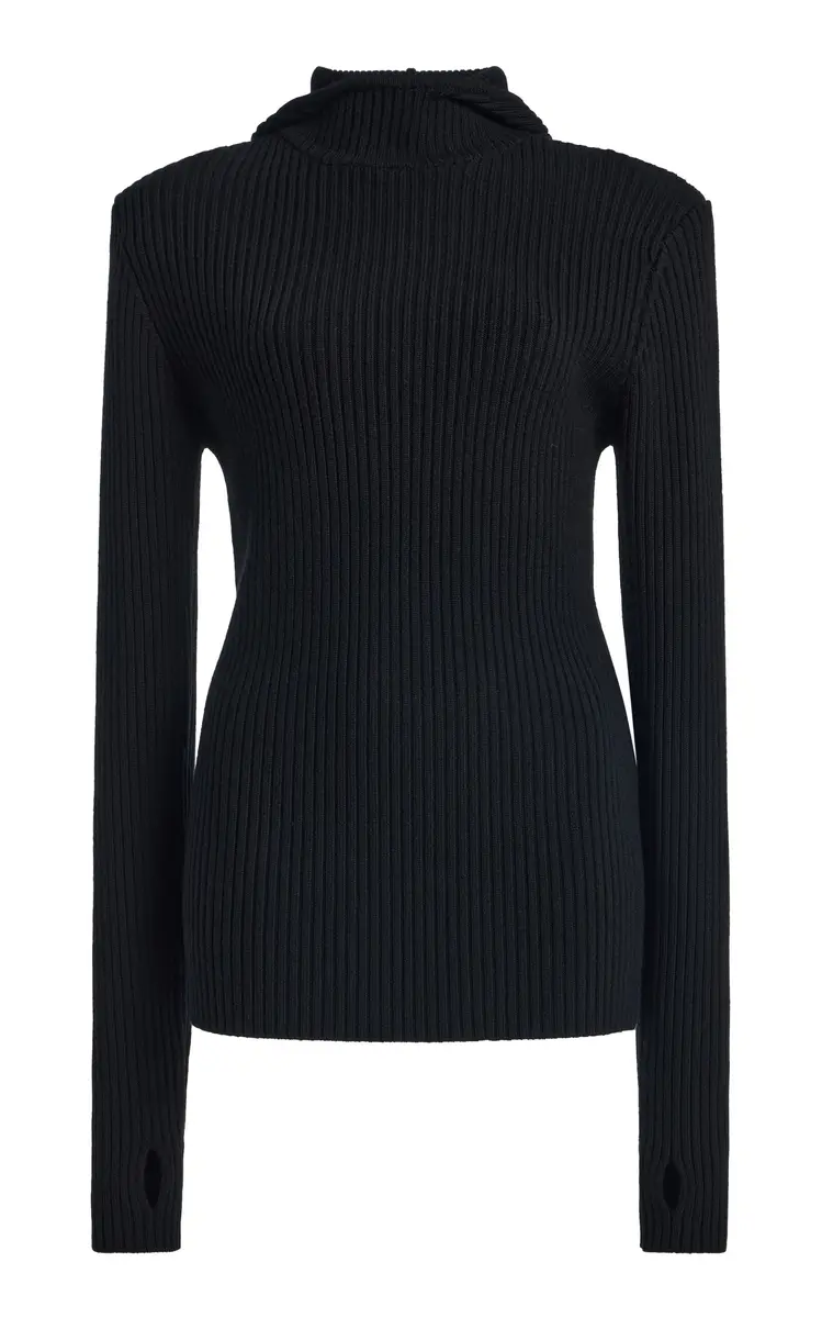 Larice Hooded Knit Wool Top Larice Hooded Knit Wool Top