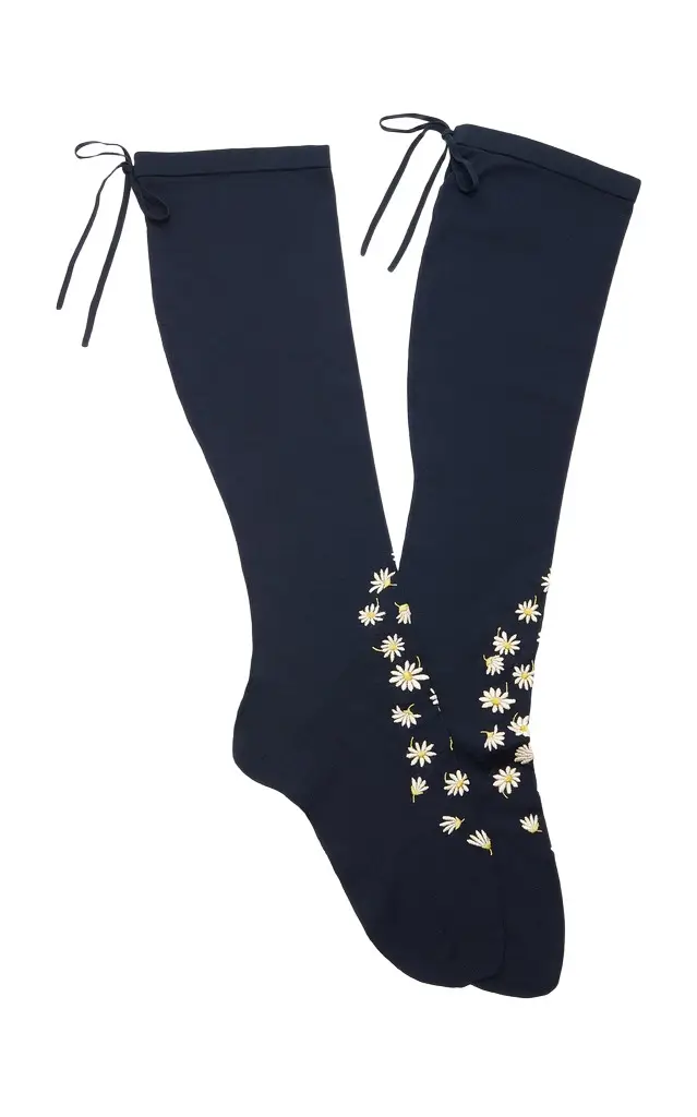 Flower Knee-High Cotton Socks