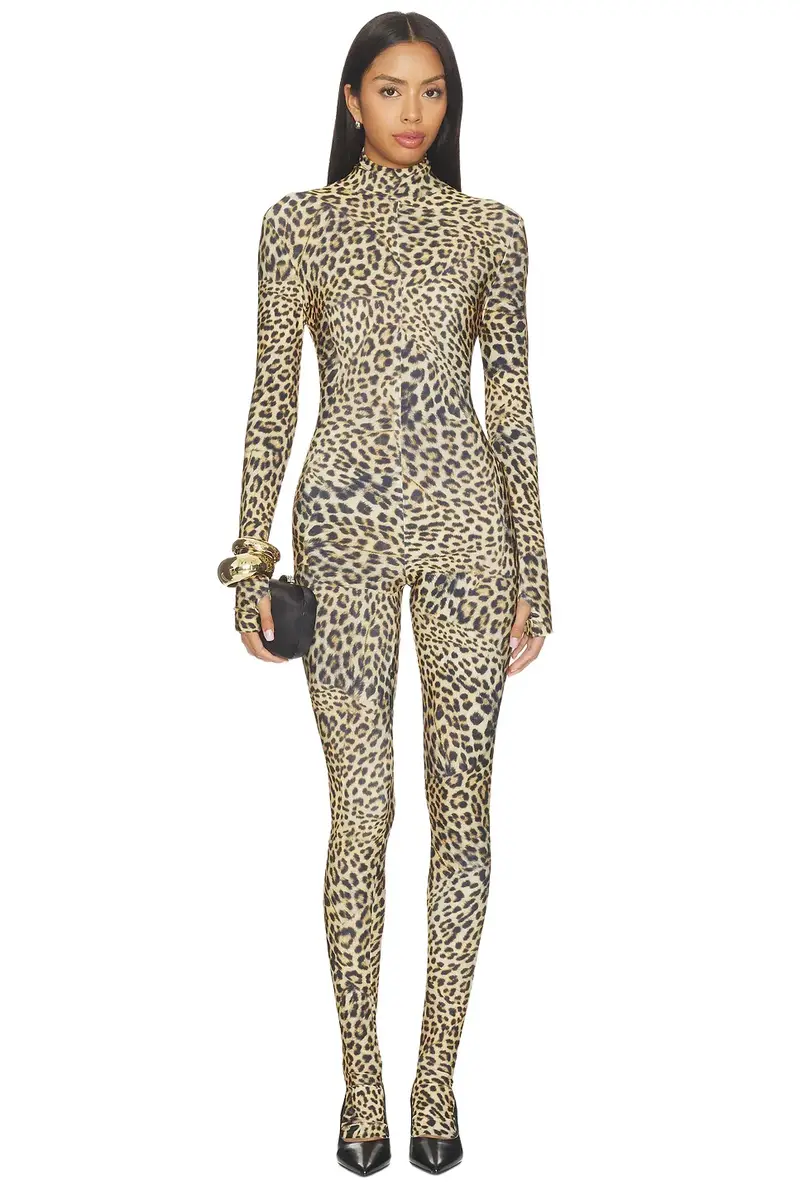 Norma Kamali Long Sleeve Slim Fit Turtle Catsuit With Footie