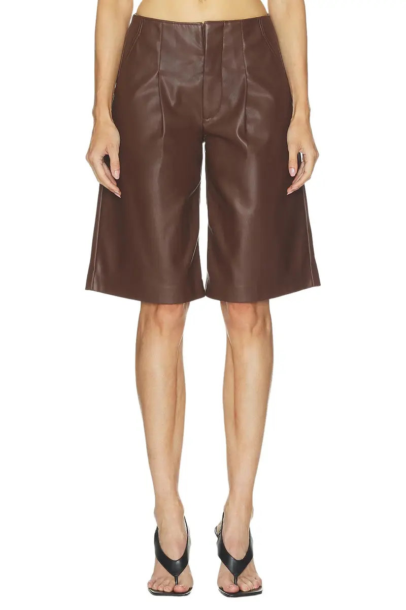 Faux Leather Pleated Trouser Short