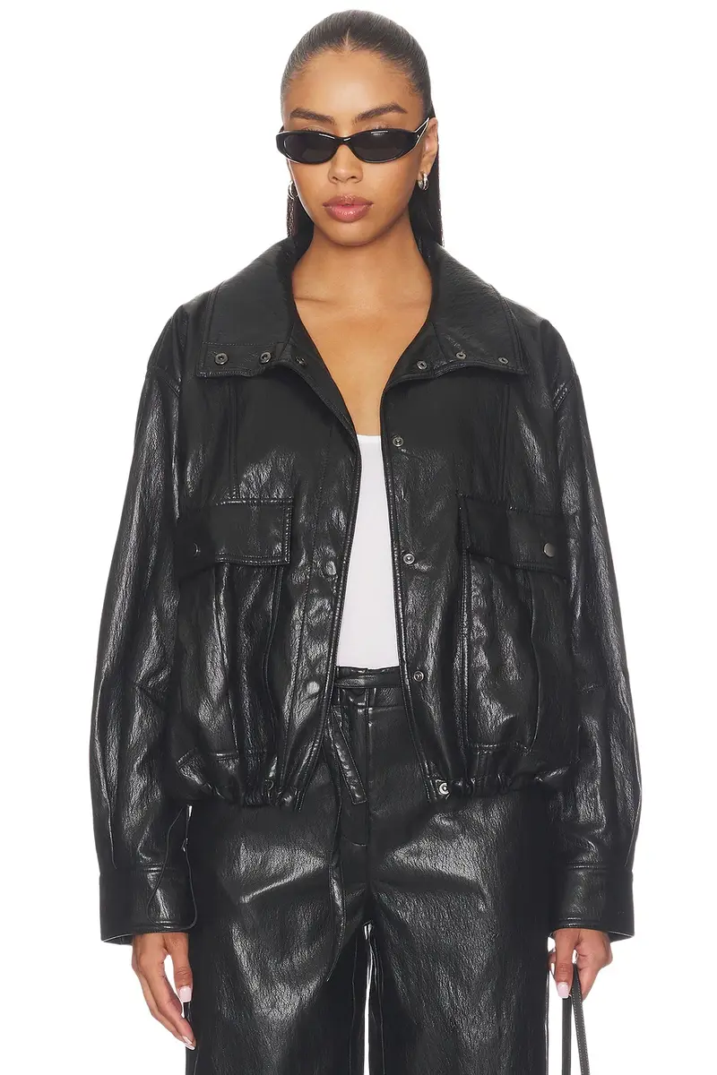 Mercer Faux Leather Bomber Jacket