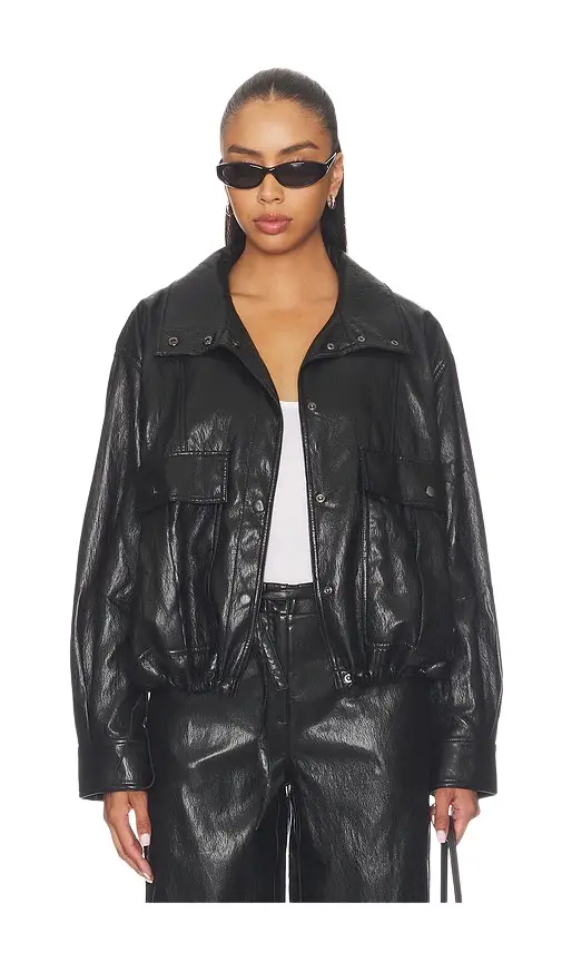 Mercer Faux Leather Bomber Jacket Mercer Faux Leather Bomber Jacket