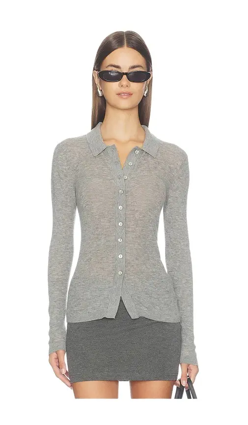 Korey Merino Blend Featherweight Rib Cardigan Korey Merino Blend Featherweight Rib Cardigan