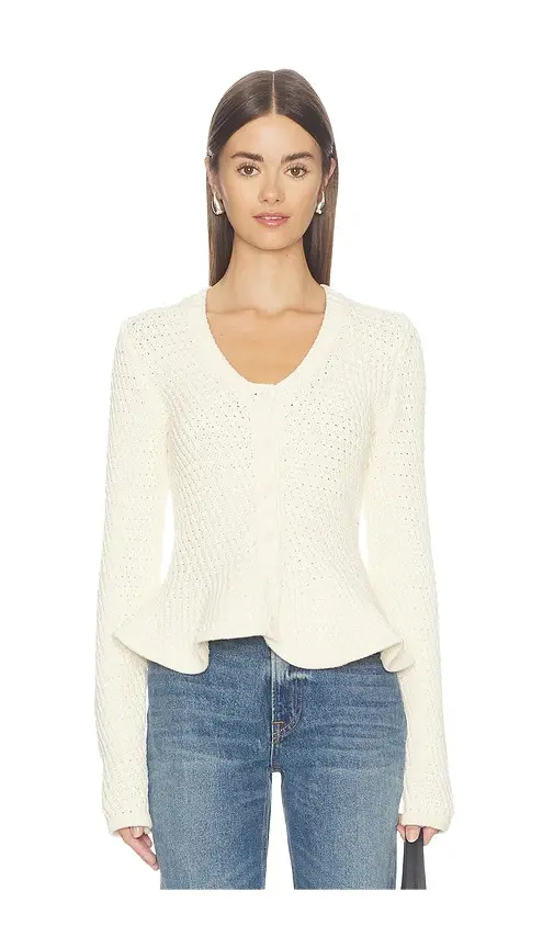 Pistola Elina Peplum Openwork Cardigan
