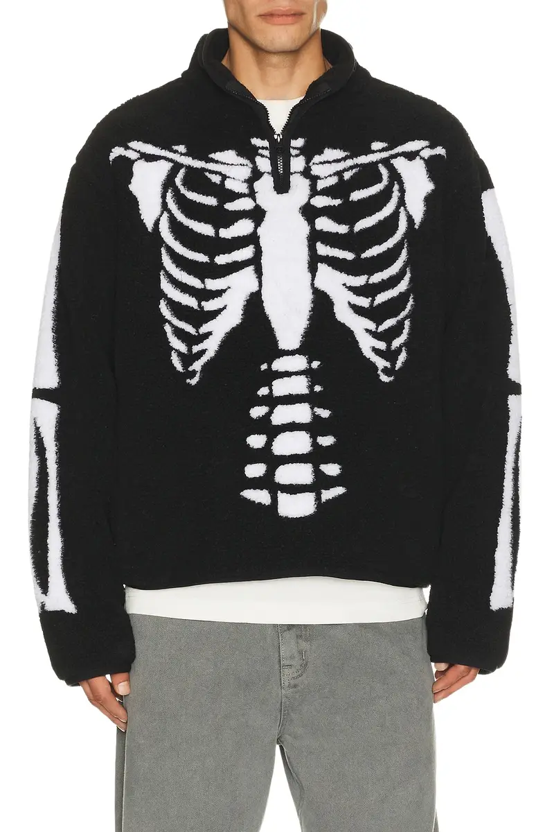 Market Skeletal Quarter Zip Sherpa Pullover