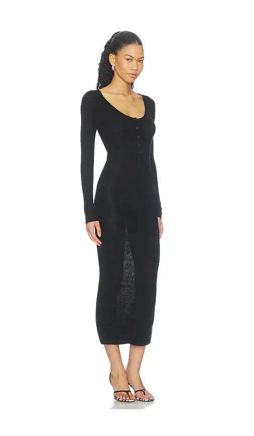 susana monaco Light Merino Henley Longsleeve Dress | Thumbnail 2 susana monaco Light Merino Henley Longsleeve Dress | Thumbnail 2