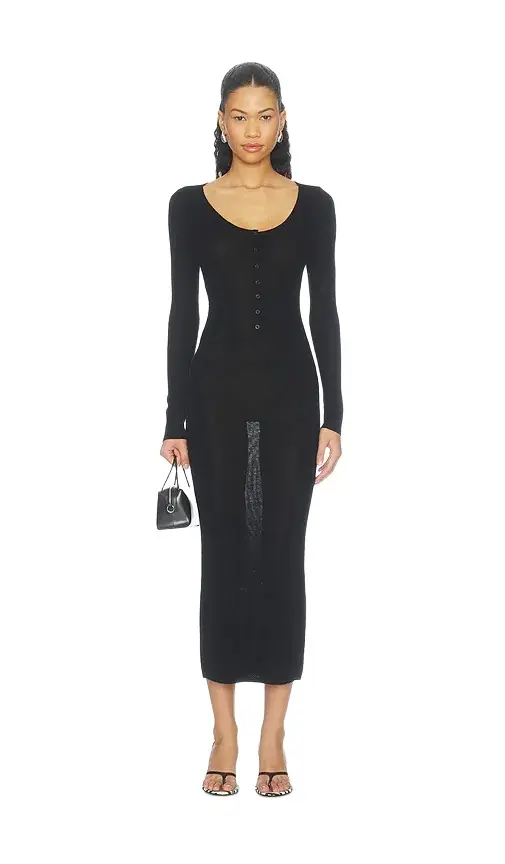 susana monaco Light Merino Henley Longsleeve Dress