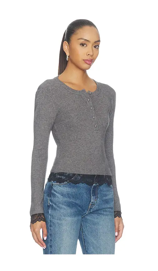 Generation Love Olivia Lace Combo Henley Sweater | Thumbnail 2 Generation Love Olivia Lace Combo Henley Sweater | Thumbnail 2