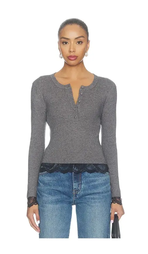 Generation Love Olivia Lace Combo Henley Sweater