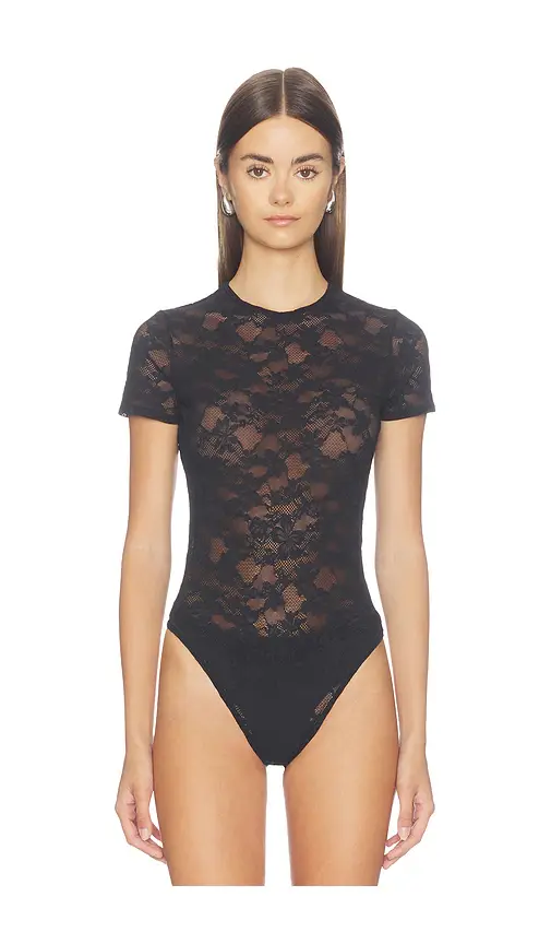 Fleur du Mal Le Stretch Lace Short Sleeve Bodysuit | Thumbnail 2 Fleur du Mal Le Stretch Lace Short Sleeve Bodysuit | Thumbnail 2
