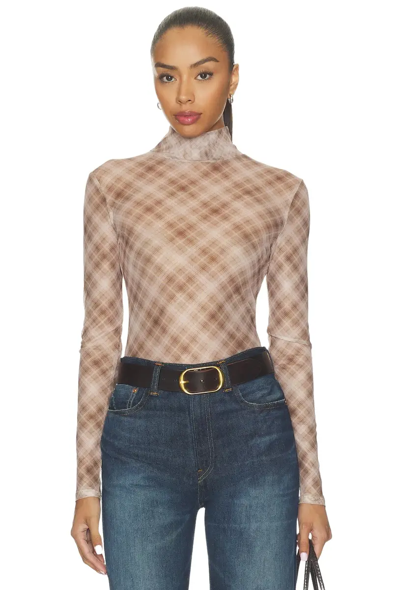Elodie the Label Bourbon Turtleneck Mesh Top