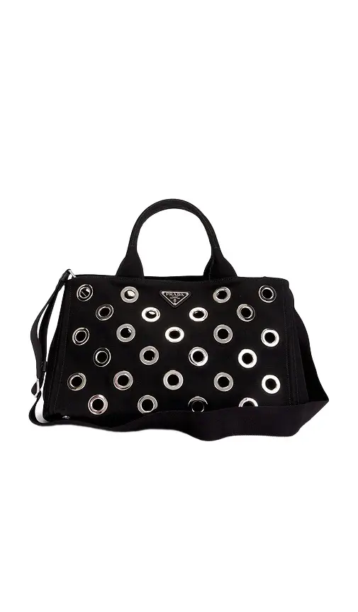 Prada Grommet Canapa Tote Bag