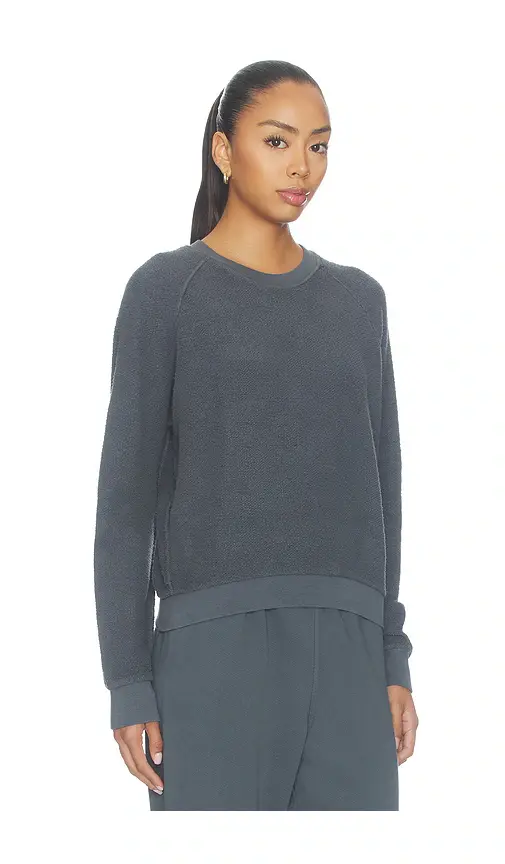 perfectwhitetee Ziggy Inside Out Fleece Long Sleeve Shrunken Crewneck Sweatshirt | Thumbnail 2